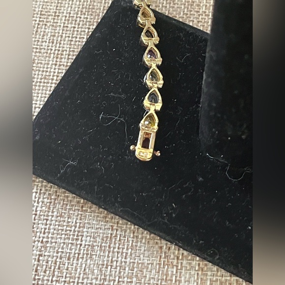 Elegant Multicolor Gemstone Bracelet Sterling Silver Gold plated 925 - Picture 5 of 9